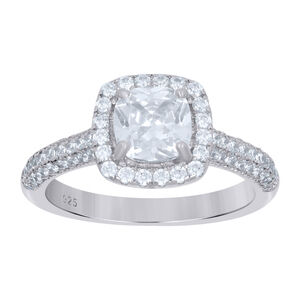 925 Sterling Silver Womens Princess Cut Cubic-Zirconia Bridal Ring Size 9